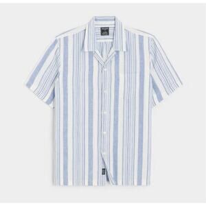 Todd Snyder Men's Double Stripe Camp Collar 100% Irish Linen Shirt M Preppy